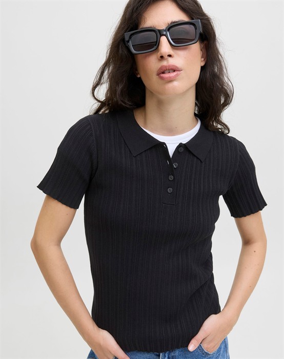 JXHadley Tight Knit Polo - Black